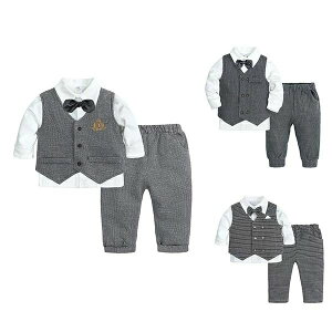 【激安販売中!】男の子 スーツ 3点セット ベビー服 フォーマル スーツ セットアップ ベスト シャツ 長袖 ロングパンツ 蝶ネクタイ 新生児 赤ちゃん おしゃれ 可愛い 入園式 卒園式 初節句 発