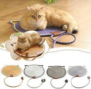 【P5!1680円→実質1596円 10/27まで】猫用爪とぎマット、コットンロープ猫用爪とぎパッド、ボールおもちゃ付き、室内猫用丸型水平床猫用爪とぎパッド、床、壁、ソファ、カーペット、ソファ