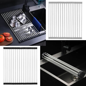 【P5!1881円→実質1787円 10/27まで】水切りラック シンク上 スリム 52x35cm シリコン くるくるスッキリラック抗菌 錆びない 水筒 食器 プレート ワイド 乾燥 伸縮 水切りマット 滑りにくい 水切