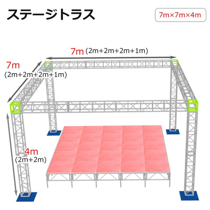 楽天市場】トラスセット ステージトラス 7×7×4m 軽量 アルミ 高4m 