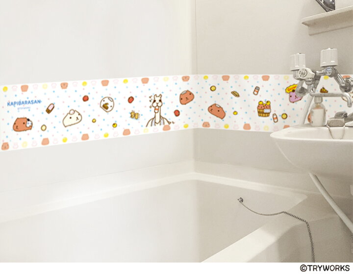 楽天市場 カピバラさん壁紙 cm 2m お風呂用 おしゃれ かわいい シールタイプ 全2種類 雑貨 風呂桶 ミルク ストライプ 菊池襖紙工場直販 ポイントアップ はりかえ工房