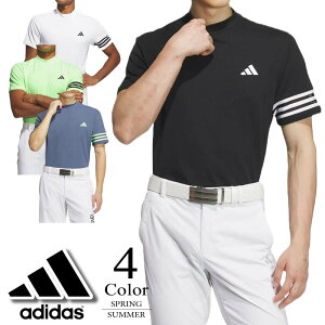 【期間限定クーポン配布中】【メール便・ゆうパケット】▼メッシュベントモックシャツ〔3ストライプス〕 【M/L寸:メンズ】アディダス adidas ゴルフウェア シャツ メンズ【2024春夏新作モデ