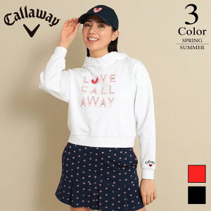 【セール/50%OFF】キャロウェイ ゴルフ コットン裏毛 スウェット パーカー〔ラブキャロウェイ〕 【M/L寸:レディース】 Callaway ゴルフウェア トレーナー レディース c24117220 【クーポン】【メ