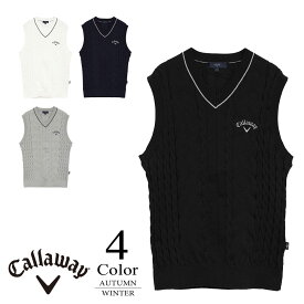 【セール/40％OFF】キャロウェイ ゴルフウェア Vネックケーブルニットベスト c25219100 【M/L/LL寸：メンズ】Callaway キャロウエイ ゴルフウエア ベスト メンズ【2025秋冬】【期間限定クーポン】【メール便】