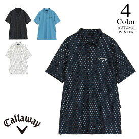 【セール/40％OFF】キャロウェイ ゴルフウェア ミニフラワープリントハイゲージカノコシャツ c25234102 【M/L/LL寸：メンズ】Callaway キャロウエイ ゴルフウエア シャツ メンズ【秋冬】【メール便】