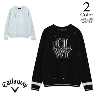 【セール/40％OFF】キャロウェイ ゴルフウェア クルーネック長袖ラインストーン付きニット c25218201 【L…