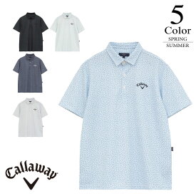【セール/35％OFF】キャロウェイ ゴルフウェア かざあなメッシュ小ヤシの木総柄半袖シャツ c26134125 【M/L/LL寸：メンズ】Callaway キャロウエイ ゴルフウエア シャツ メンズ【2026春夏】【メール便】