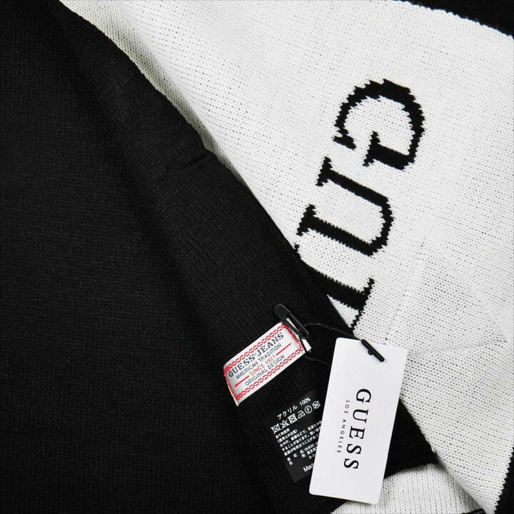 楽天市場】GUESS ゲス マフラー AI4A8851DS_WHT BK×WHT ブラック 