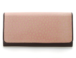 送料無料 草木染印伝中LF 長財布 小櫻柄 紅花 ピンク 男性用 メンズ 小銭入れ有り 日本製 伝統工芸品 和柄 和風 敬老の日