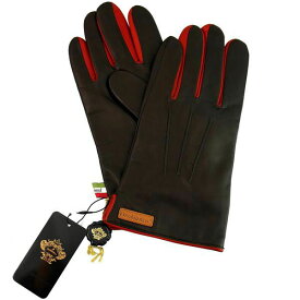 オロビアンコ OROBIANCO メンズ手袋 ORM-1530 Leather glove 羊革(ラム)/ウール D.BROWN/RED サイズ：8.5（24cm） ダークブラウン レッド 茶色 赤 ギフト プレゼント ラッピング無料 お祝い クリスマス