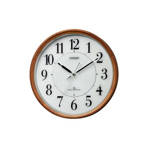 リズム RHYTHM CITIZEN シチズン 電波 壁掛け時計 4MY860-006 高感度電 木枠 円形 丸形 茶色 白 アナログ
