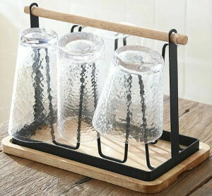 グラススタンド コップスタンド グラスホルダー キッチン収納 水切りラック 滑り止め付き おしゃれ 北欧風 シンプル コンパクト 省スペース インテリア 雑貨 天然木 白 ホワイト&ブラック2