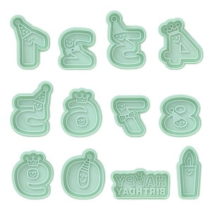 BD-CKM1 バースデイスタンプクッキーモールド / 製菓器具 抜型 アイシングクッキー 誕生日 セット 数字 記念日 ロウソク