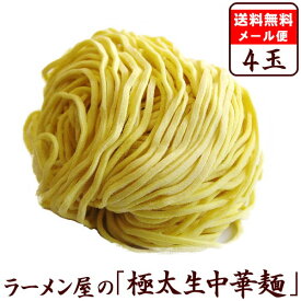 1,000円ポッキリ 送料無料 ラーメン つけ麺 まぜそば 焼きそばで使える 生麺 ！！メール便 送料無料 麺のみ≪極太生中華麺4玉セット≫※スープは付いていません。