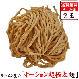 1000円ポッキリ 送料無料 ラーメン 送料無料 メール便 二郎系ラーメンの麺として最高！！ ゴワゴワとした食感と小麦の風味が最高！パン用強力粉使用の≪オーション超極太麺2玉セット≫ 次郎系 ラーメン