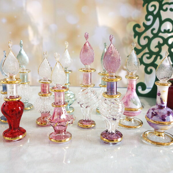 香水瓶 エジプトガラス クリスマス ギフト プレゼントおすすめ３本セット 8～9cm×2cm エジプト土産 パフュームボトル トルコ 雑貨トルコ土産  ビン びん 瓶