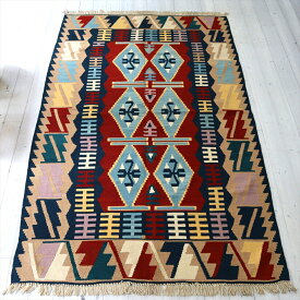 トルコの手織りキリム・カイセリ・カリヨラ 221×134cm6つのメダリオン