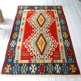 トルコの手織りキリム・カイセリ・カリヨラ 232×142cm2つのメダリオン
