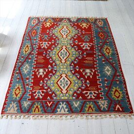 トルコの手織りキリム・カイセリ・セッヂャーデ 169×119cm3つのメダリオン