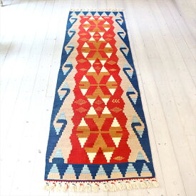 トルコの手織りキリム カイセリ221×67cm狼の足跡