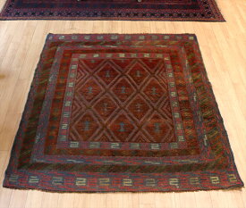 オールドキリム アフガニスタン ミシュワニ128×111cmMishwani Rug スクエアサイズ