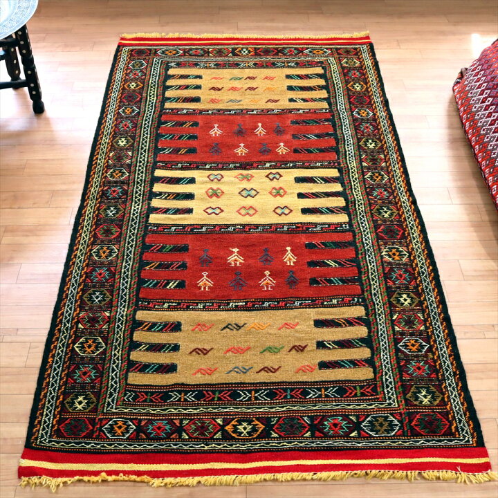 楽天市場】グチャン イランの手織りキリム183×104cmスカートをはいた 