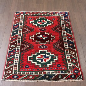 手織りラグ・トルコ絨毯　ドゥシュメアルトゥ108×76cm階段状のメダリオン