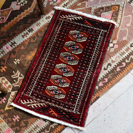 部族絨毯　トルクメン トライバルラグ ミニサイズ59×36cmギュルのモチーフ
