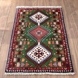トライバルラグ・部族絨毯　イラン南部ヤラメ105×64cm3つのメダリオン