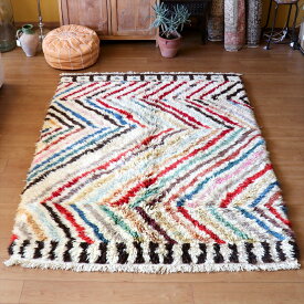 【15%OFFクーポン対象品】トライバルラグ・部族絨毯/Tulu　トゥル　トルコ・手織りカーペット213×167cmパイルの長いモロッコラグ風のラグ
