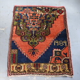 トルコ絨毯　1989年のデザインサンプル 78×53cm アクサライ