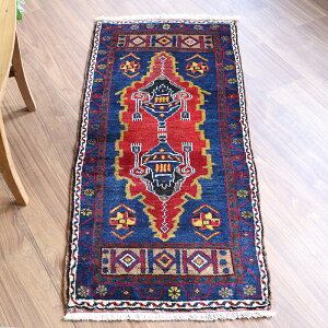 【15%OFFクーポン対象品】トルコ絨毯 ヤストゥク トライバルラグ120×53cm2つのシャンデリア