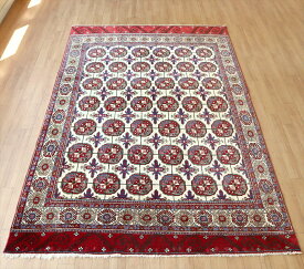 手織り絨毯 マシュハド215×135cm連なる幾何学模様