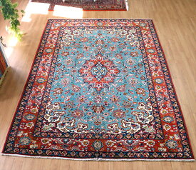 手織り絨毯 イスファハーン223×158cm花のアラベスク
