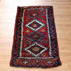 トライバルラグ トルコ ジハンベイ 94×50cm ヤストゥク ヴィンテージ 手織り絨毯