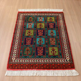 トルクメン族の手織り絨毯125×86cmタイルデザイン
