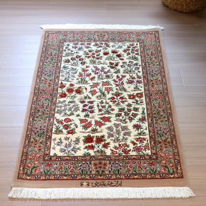 楽天市場】【30%OFFクーポン対象品】ペルシャ絨毯 クム123×75cm草花 