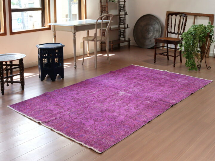 楽天市場】オーバーダイド ヴィンテージラグ ピンクパープル 240×140cm  