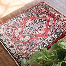 部族絨毯　トライバルラグ92×71cm花のメダリオン　サルーク