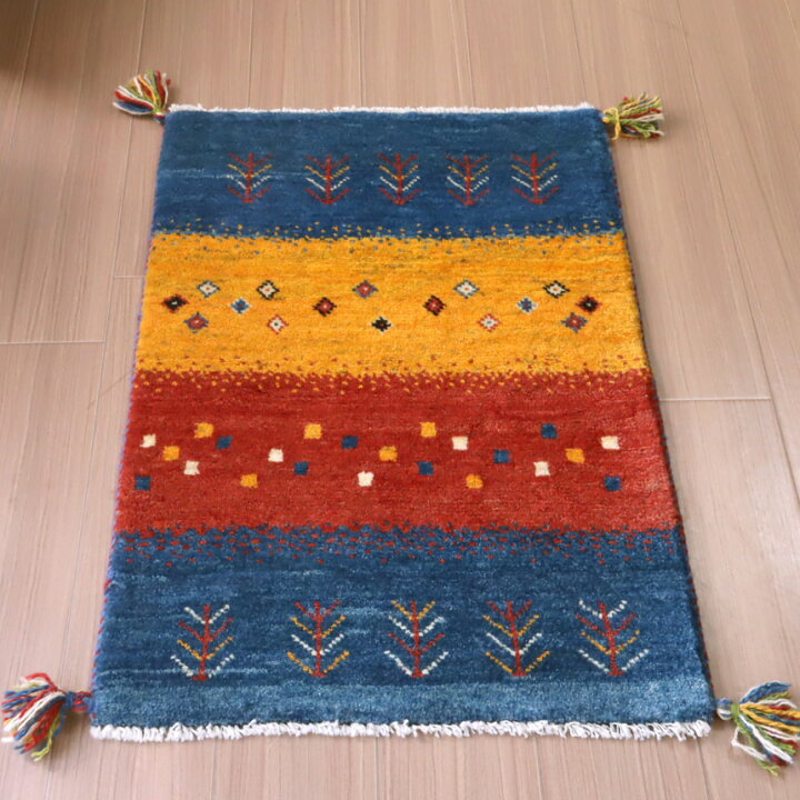 楽天市場】ギャベ イラン製手織りラグ 玄関マットサイズ87x59cm 