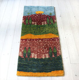 ギャッベ　緻密な織り 125×50cm ランドスケープ　自然風景