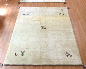 【15%OFFクーポン対象品】ギャッベ イランの手織りラグ 176×137cm シンプルデザイン