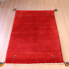 カシュカイ族の手織りラグ ギャッベ 124×79cm レッド シンプルモチーフ