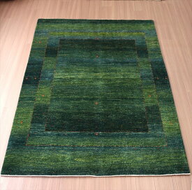 ギャッベ ロリアタシュ 最高級の細かな織り 201×157cm グリーンのグラデーション