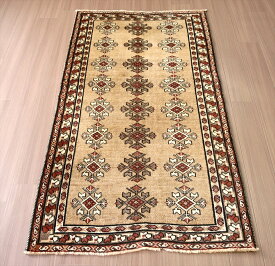 トライバルラグ　部族絨毯 ギャッベ 193×103cm 連なる幾何学モチーフ　イラン南部カシュカイ族