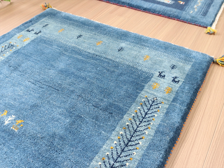 楽天市場】ギャベ ギャッベ イラン産手織り 145×102cm ブルー 生命の樹
