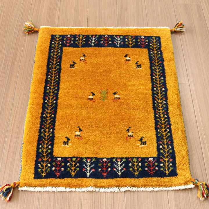 楽天市場】ギャッベ イラン産手織りギャッベ 玄関マット 90×65cm 