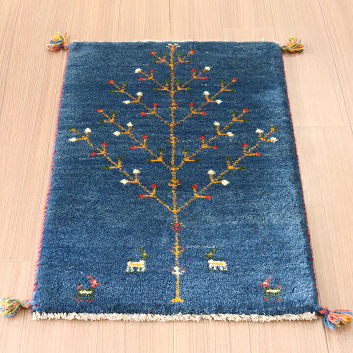楽天市場】ギャベ イラン製手織りラグ 玄関マット 86×60cm 生命の樹 