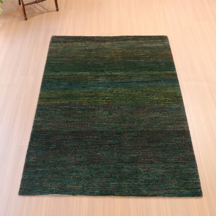 楽天市場】ギャッベ イラン産手織りラグ 186×125cm 深いグリーンの 