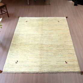 【15%OFFクーポン対象品】ギャッベ Gabbeh イラン産 手織りラグ 200×150cm ナチュラルアイボリー 毛足の長いふかふかな織り